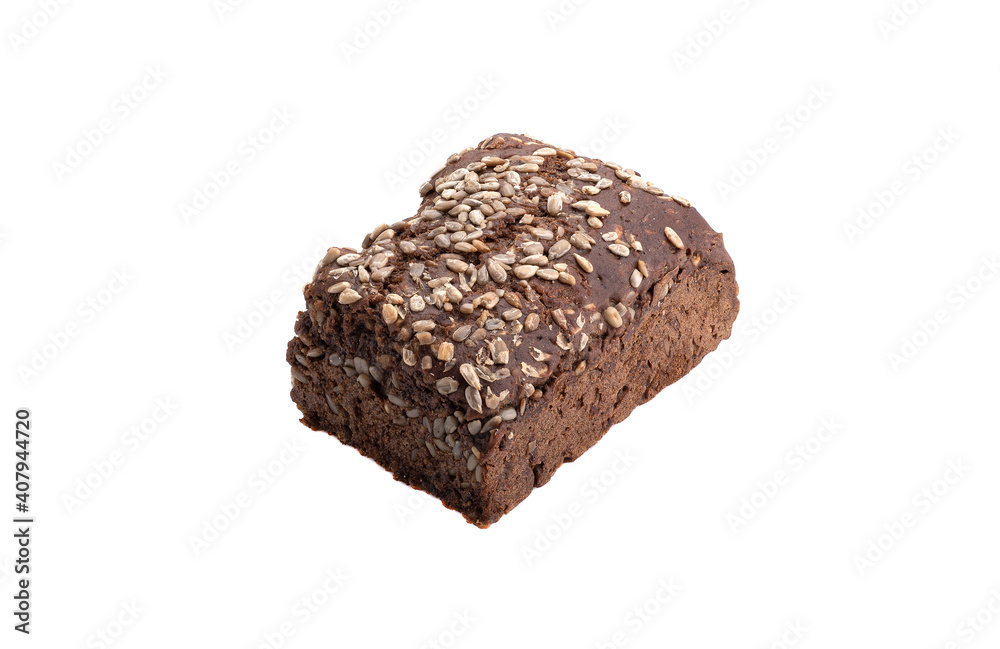 Homemade rye bread with sunflower seeds over white background. Homemade rye bread with sunflower seeds over white background.