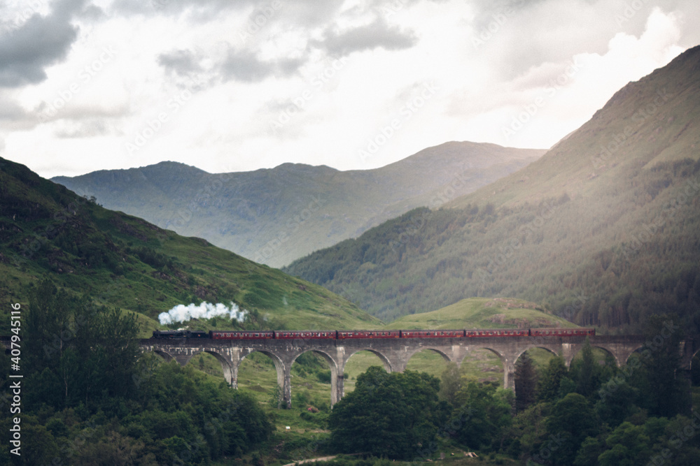 Harry Potter bridge and Hogwarts Express