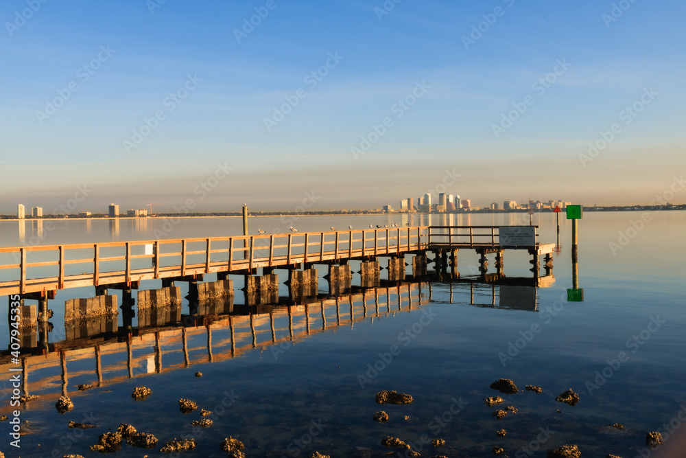 Morning Dock reflection on the bay