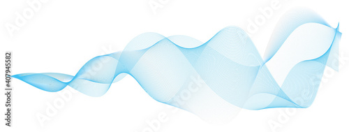 abstract vector blue wave melody lines on white background	

