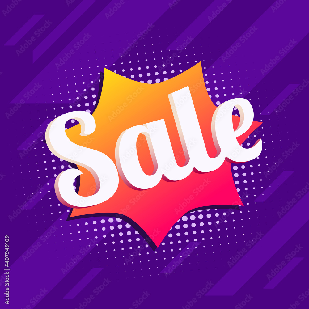 Retro comic sale promotion discount design element vector.