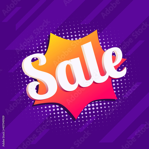 Retro comic sale promotion discount design element vector.