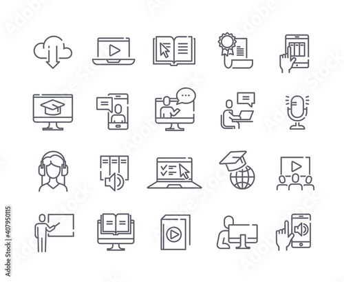Collection of black and white e-learning related