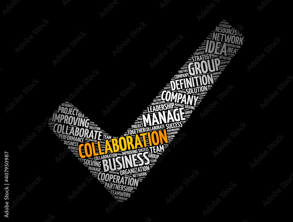 COLLABORATION check mark word cloud collage, business concept background COLLABORATION check mark word cloud collage, business concept background
