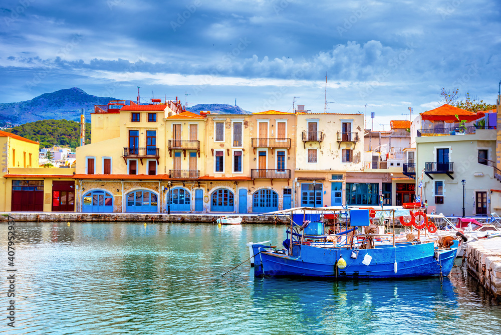 Old Venetian harbor of Rethimno, Crete, Greece