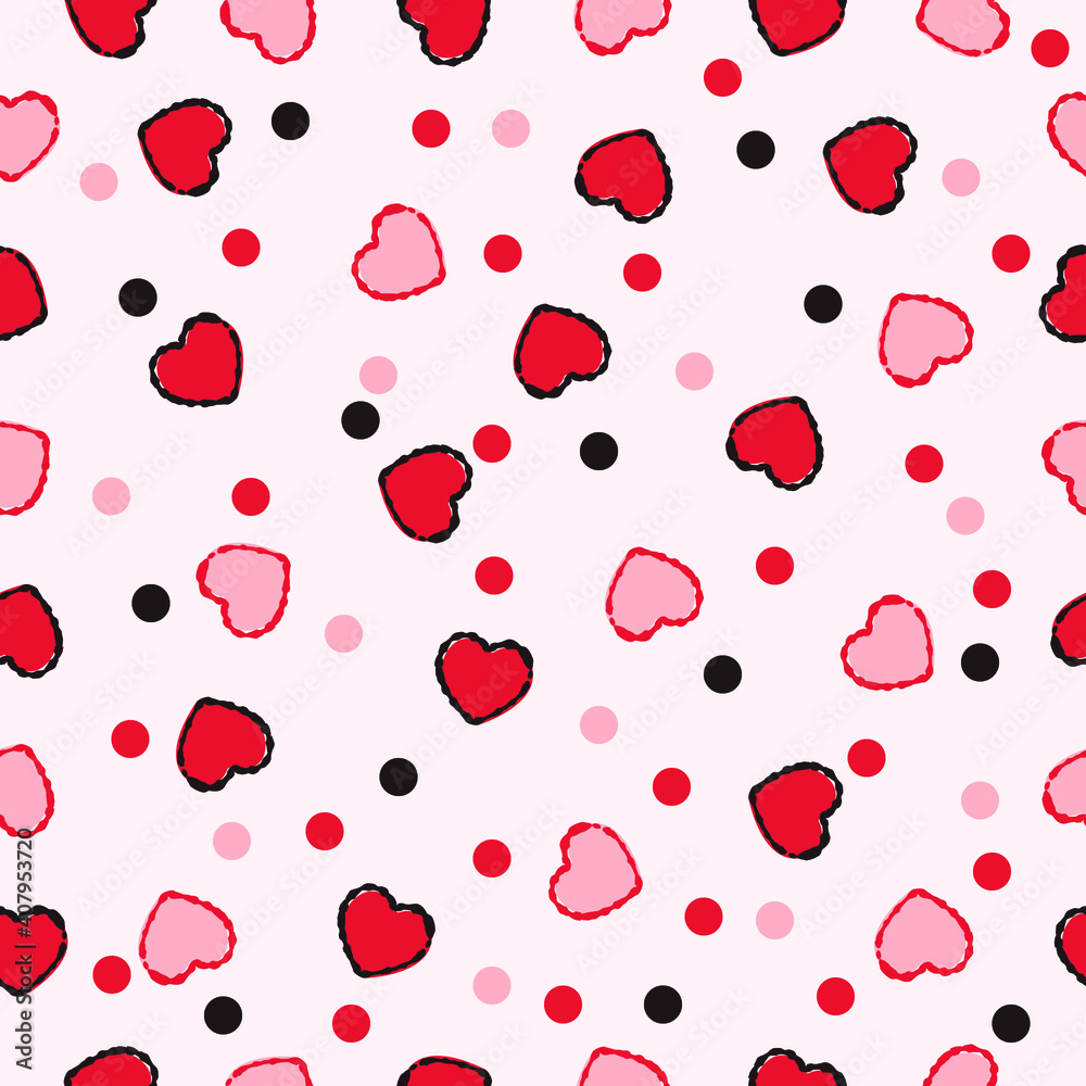Seamless pattern with hearts Romantic background vector illustration