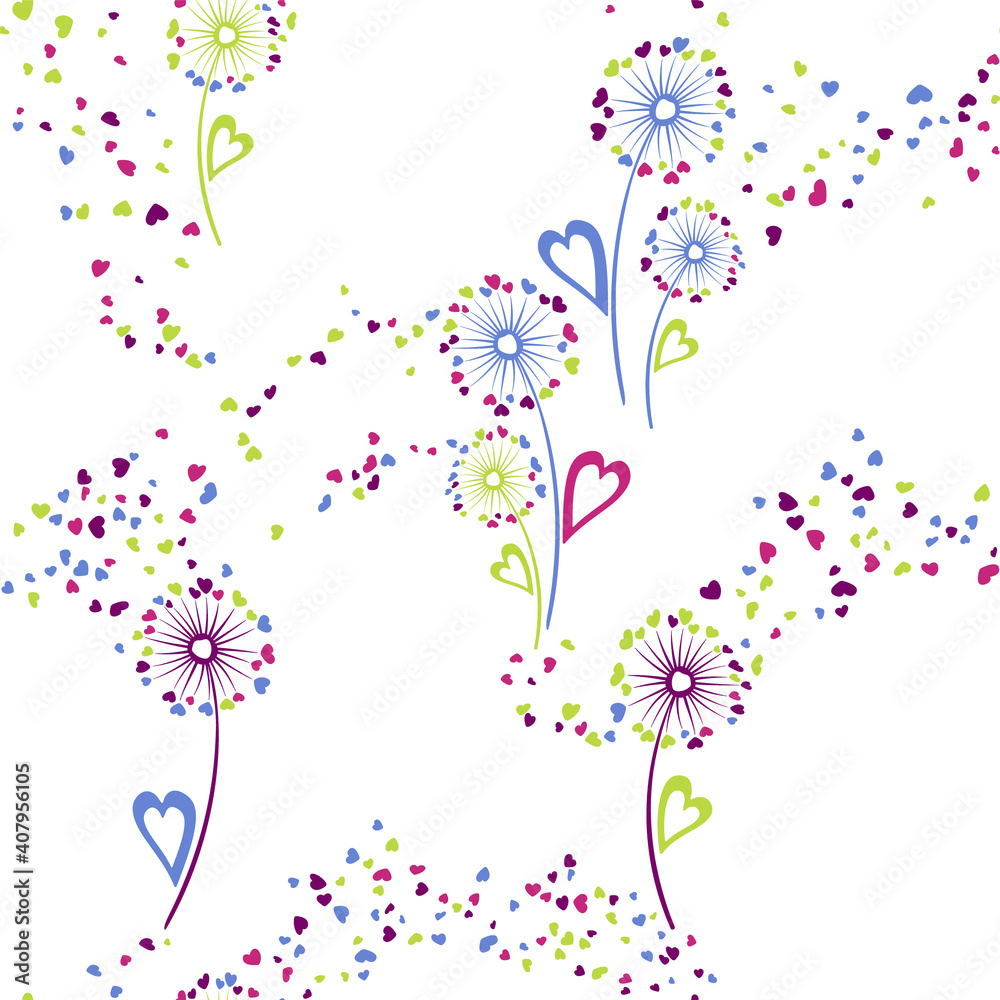 Dandelion flowers unique vector seamless pattern. Dandelion flowers unique vector seamless pattern.