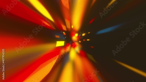 Stream of flying colored squares, computer generated. 3d rendering abstract backdrop