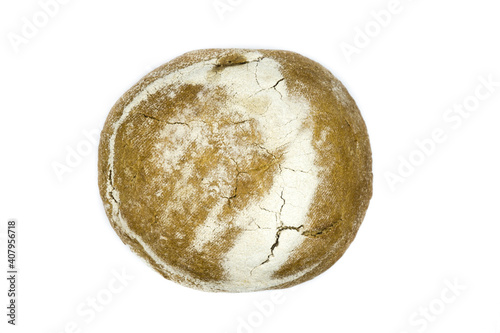 Rustic Bread isolated on white Background top view