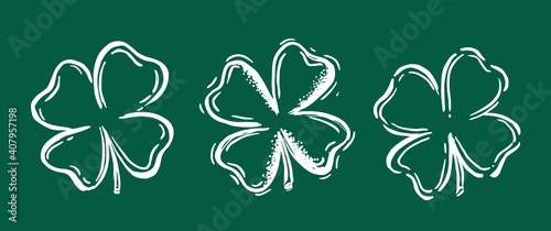 St. Patrick's Day. Clover leaf Retro Style Emblems.	
