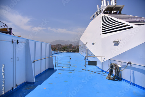 Ships in the Port. Beautiful Harbor With Big Cruise Ships, Italy, Europe. Civitavecchia photo