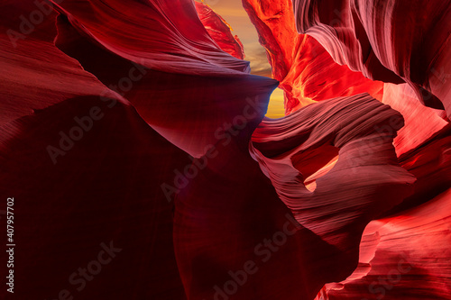 Antelope Canyon Ghosts Page Arizona amazing Landscape & Nature Photography. Lady in the wind. Abstract background.