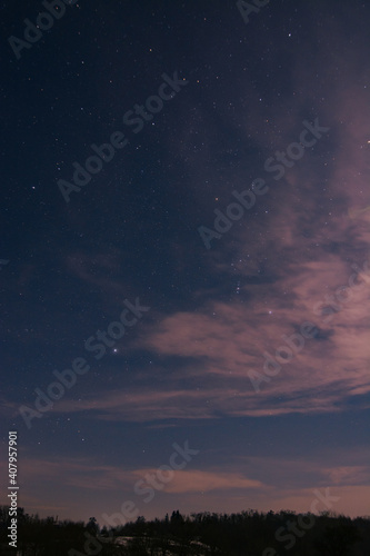 starry sky with clouds. Orion