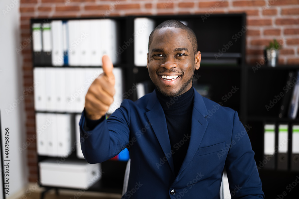 Happy African American Showing Thumbs Up Happy African American Showing Thumbs Up