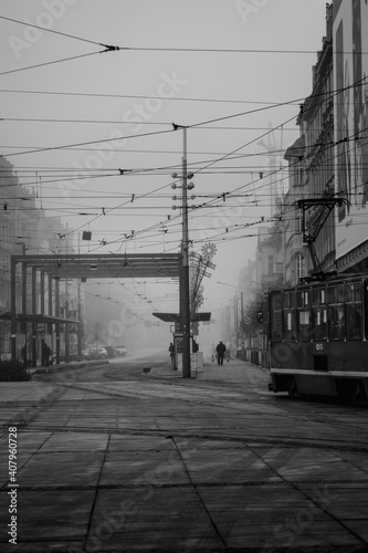 Obraz na płótnie Ulica I Tramwaj w salonie