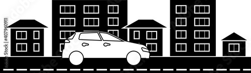 Flat taxi in the city public transport car icon
