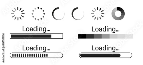 Loading icons. Set of loading icon on white background .Load bar vector illustration . Downloading  process .