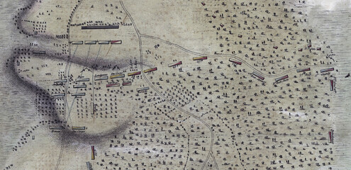 Historical map of the American Revolution in 18th century