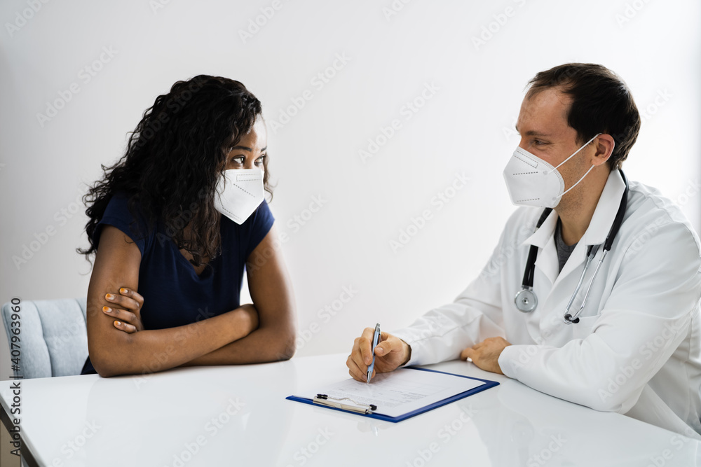 African American Patient At Hospital Meeting Doctor African American Patient At Hospital Meeting Doctor