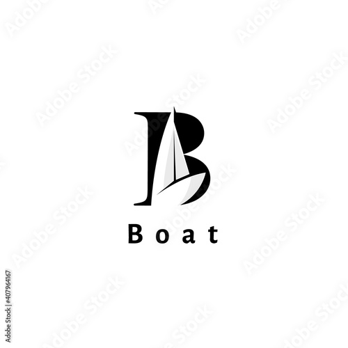 Letter B for Sailing Boat Logo Design Template Flat Style Design Vector