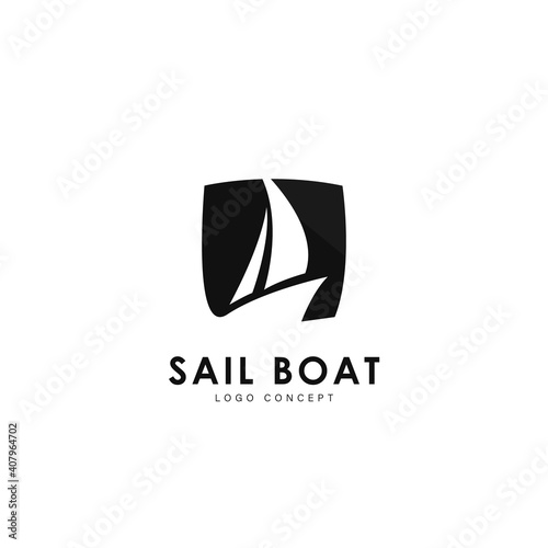 Sailboat Logo Symbol Template Flat Style Design Vector	