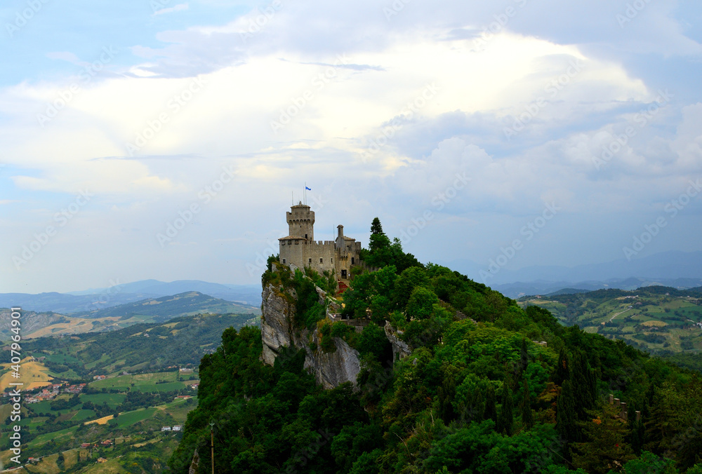 View of Cesta Castle and Tower in San Marino