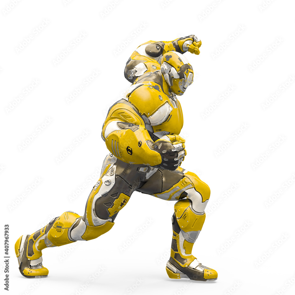 futuristic astronaut is ready for war in white background futuristic astronaut is ready for war in white background