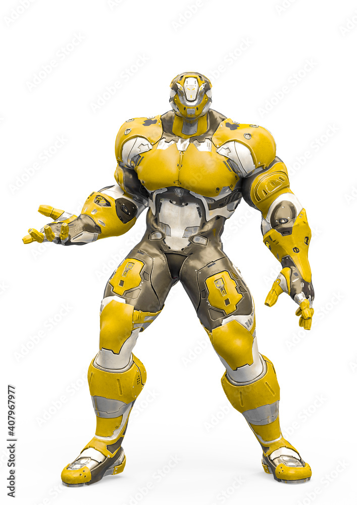 futuristic astronaut is standing up in white background futuristic astronaut is standing up in white background