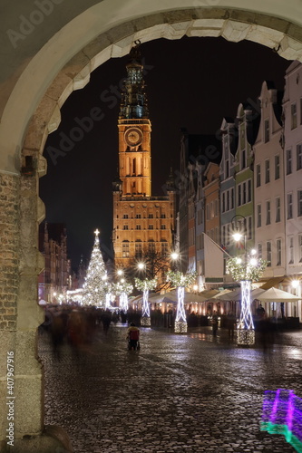 Gdansk downtown at night