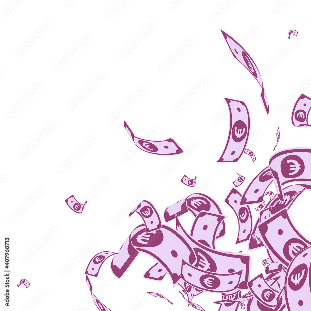 European Union Euro notes falling. Messy EUR bills European Union Euro notes falling. Messy EUR bills