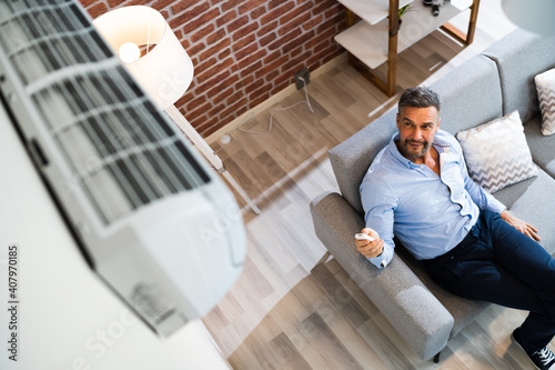 Air Conditioner On Wall In Living Room