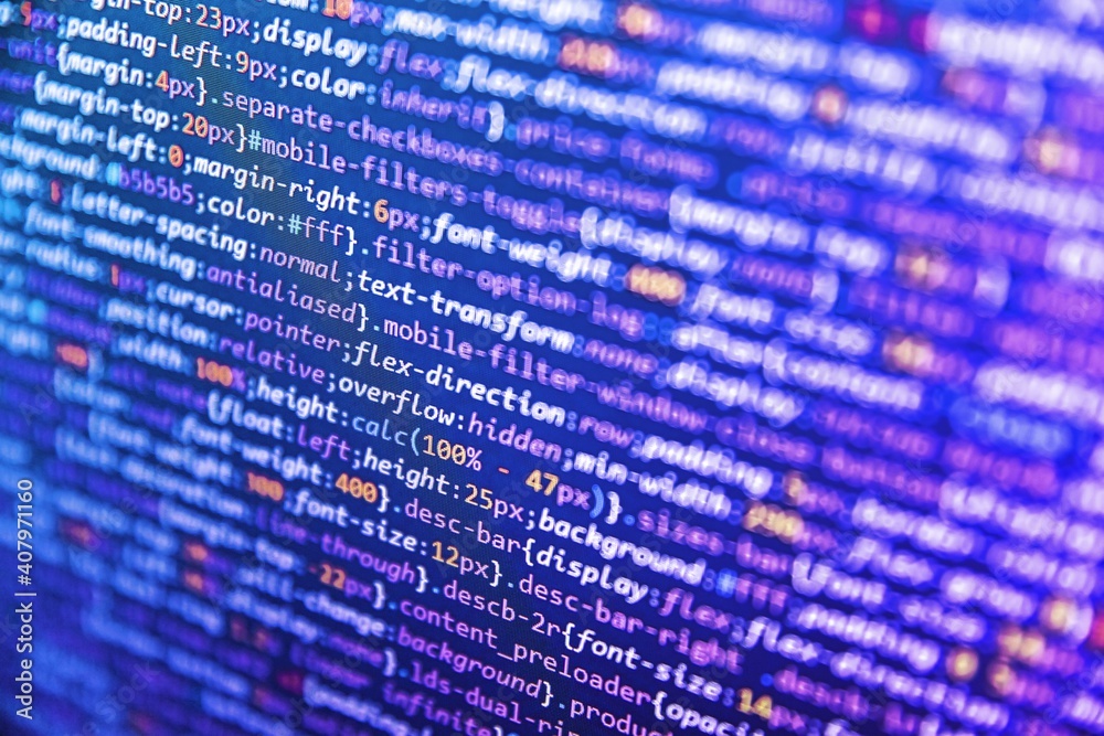 Laptop screen show abstract computer programming code script abstract