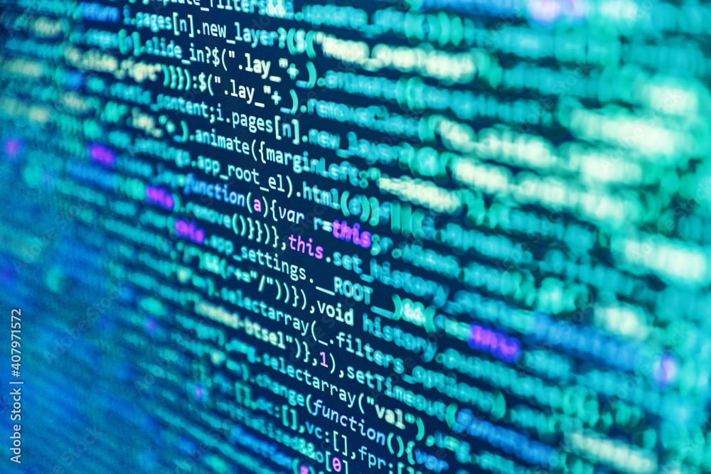 Photo of computer digital background. Programming code abstract ...