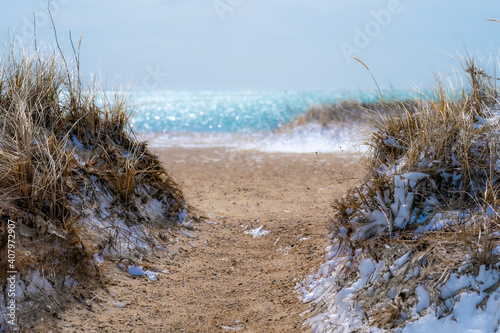 Beach walkway to ocean