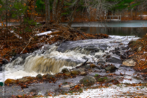 Gentle lake waterfall