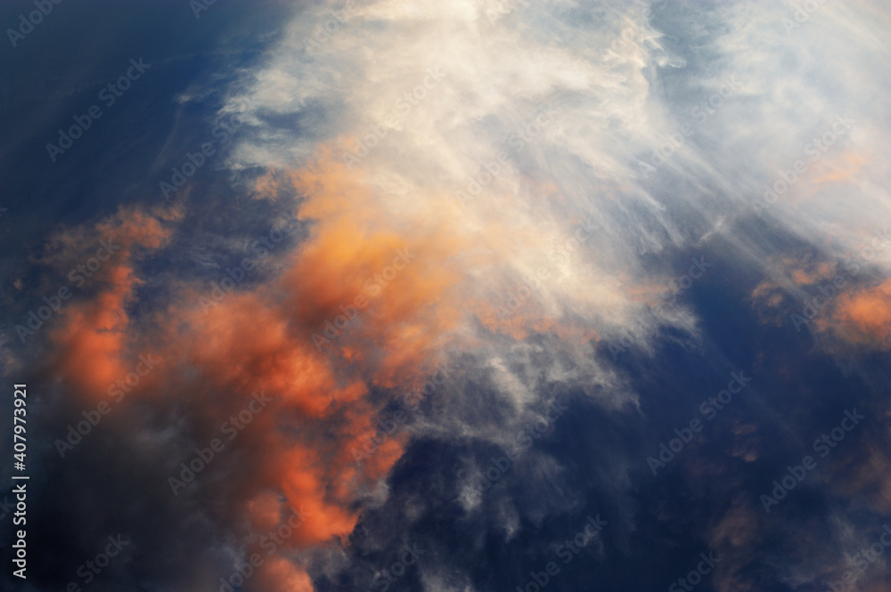 Panoramic view of clouds at sunset in the sky. Panoramic view of clouds at sunset in the sky.