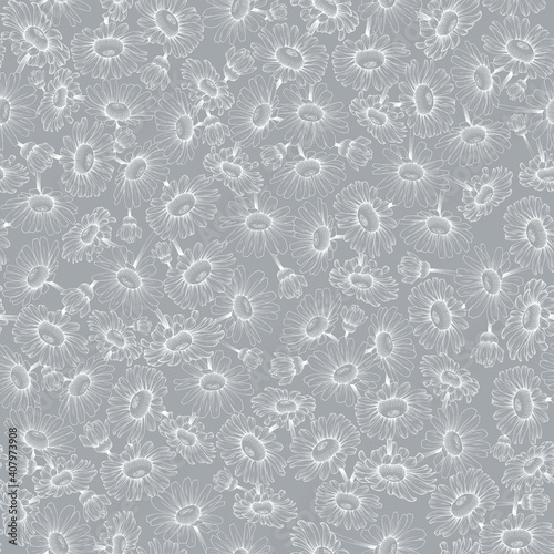 Flower Chamomile of Solar Plexus Chakra pattern grey