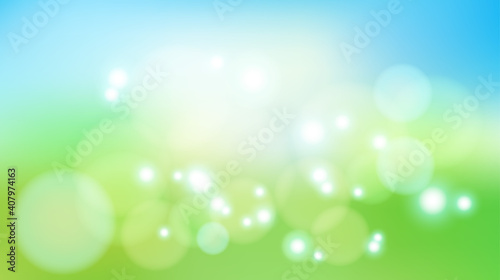 Abstract summer sun. blurred summer background with blue sky and green leaves. for ad, poster, web, artwork. eps10