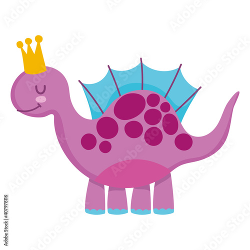 funny cartoon dino stegosaurus animal style white background