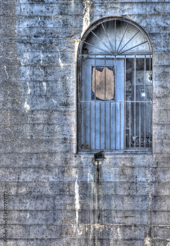 old metal gate and wooden door with window Peterborough liftlocks photo