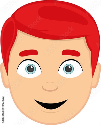 Vector emoticon illustration of the head of a man with red hair