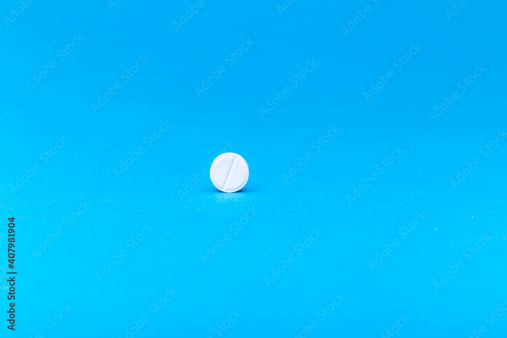 Tablet on a blue background.