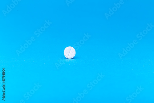 Tablet on a blue background.