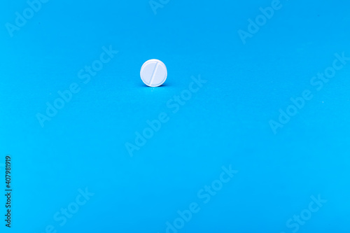 Tablet on a blue background.
