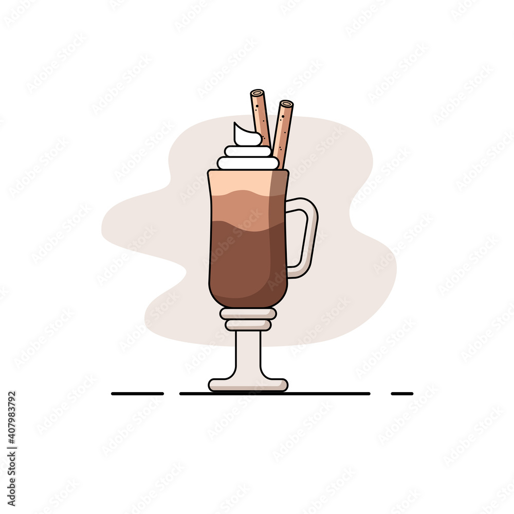 Stylized icon of coffee in a beautiful glass. Flat design. Fashionable style. Vector. Stylized icon of coffee in a beautiful glass. Flat design. Fashionable style. Vector.