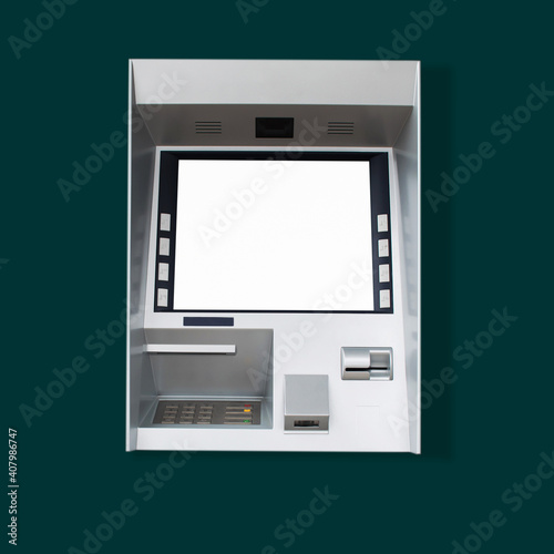 ATM machine Concept of monetary Checking the transfer payment Mockup.