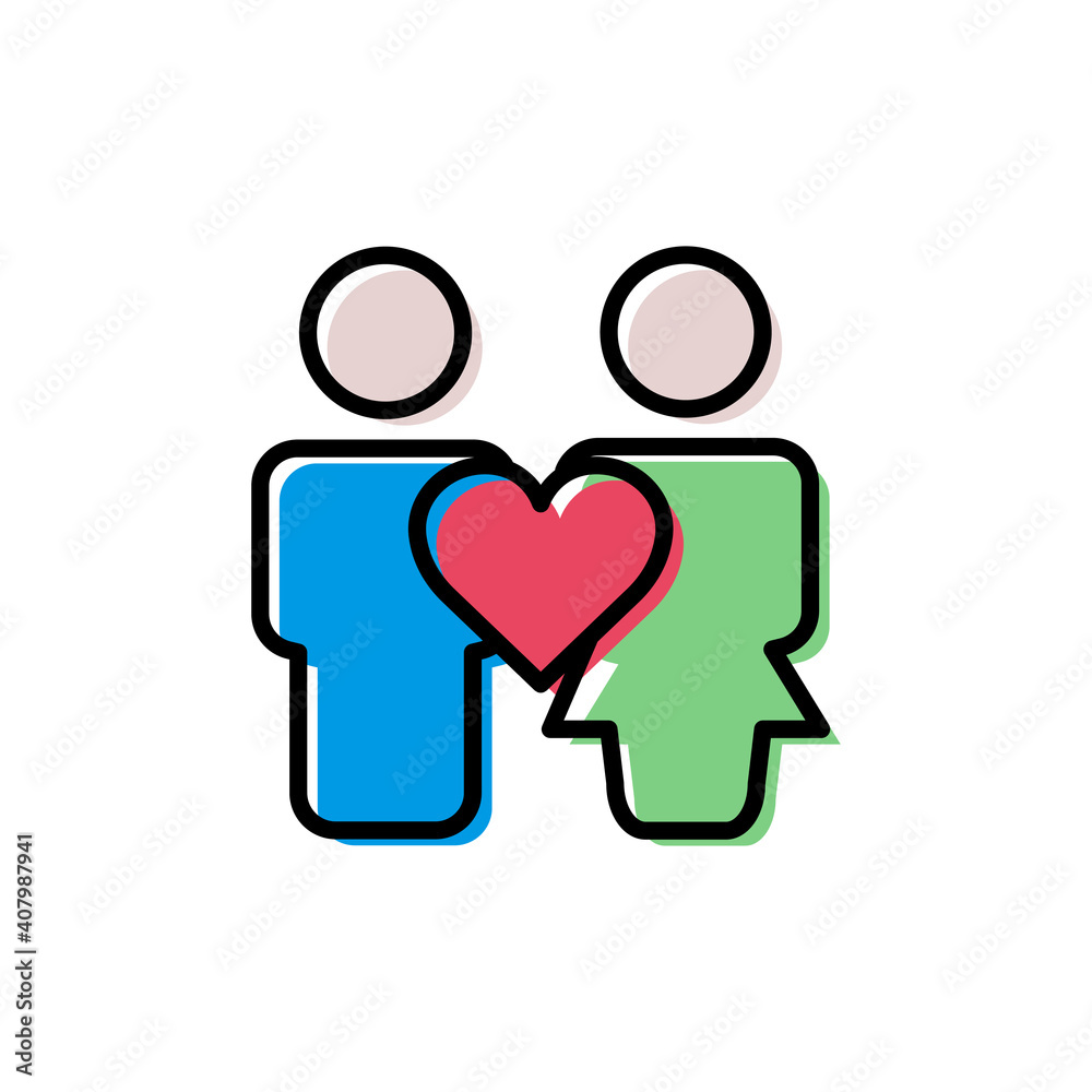 Family lineal color icon. father and mother with heart. simple design editable. Design template vector Family lineal color icon. father and mother with heart. simple design editable. Design template vector