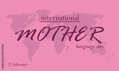 vector illustration of international mother language day, with a pink background,