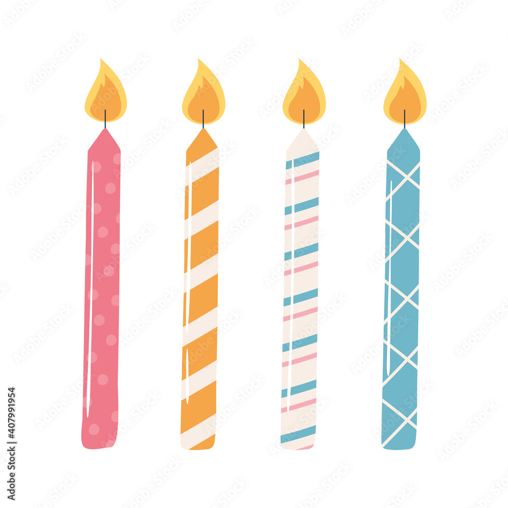 happy birthday decorative candles light celebration party cartoon happy birthday decorative candles light celebration party cartoon