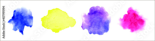 Vector set of color abstract watercolor spots for logo design, postcards, cards